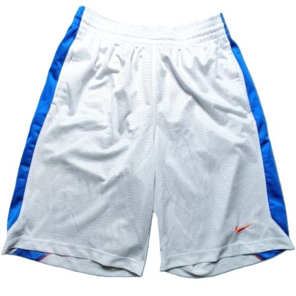 Nike Dri-FIT Basketball Shorts White Blue Orange Swoosh Mens Medium